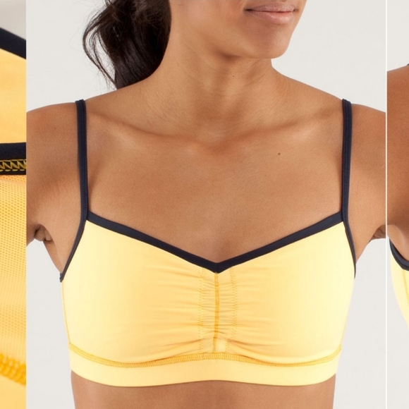 Lululemon Pirouette Bra. Light yellow & black. Non padded. Size 6. - Picture 1 of 6